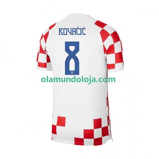 Camisola Croácia Kovacic 8 Homem Equipamento Primeiro Copa do Mundo 2022 Manga Curta